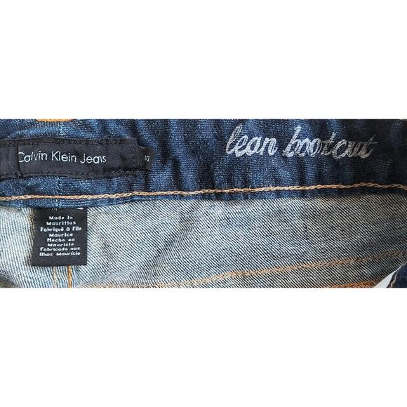 Calvin Klein Lean Bootcut Mid Rise Women's Denim Blue Jeans Mild Distressing 10 - Picture 9 of 10